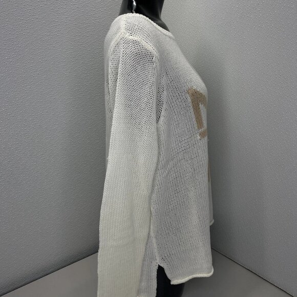 Ellsworth + Ivey Women’s Nantucket Stacked Sweater Size S Ivory Loose Knit Cotto - Picture 6 of 10